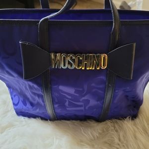Moschino Purple Tote Bag with Gold Logo